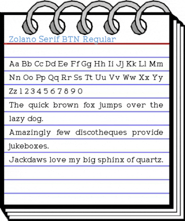 Zolano Serif BTN Regular Font