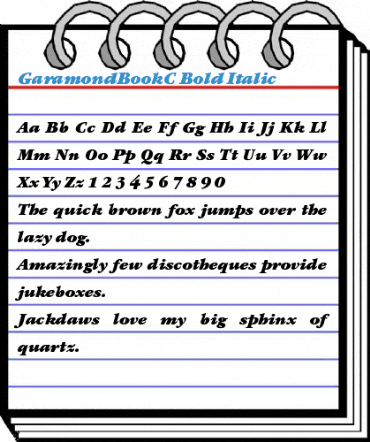 GaramondBookC Bold Italic Font