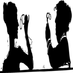 Silhouettes, Women Holding Glasses