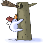 Snowman Climbing Tree
