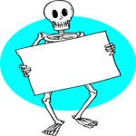 Skeleton with Sign