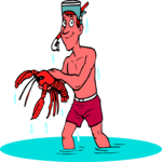 Snorkeler Holding Lobster