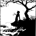 Silhouettes, Woman Standing in Woods