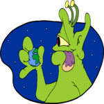 Space Alien Eating Earth