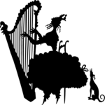 Silhouettes, Woman Playing Harp