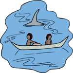 Shark Circling Canoe