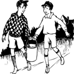 People, Boys Carrying Pail