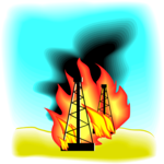 Oil Rig Tower - Burning