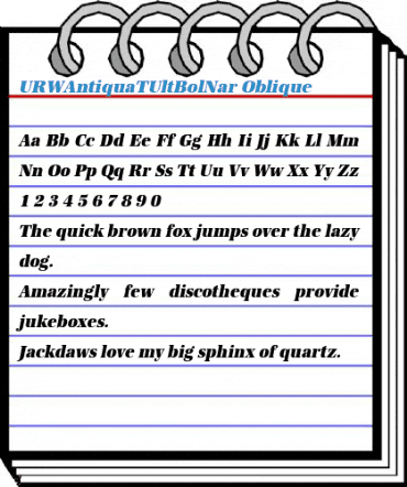 URWAntiquaTUltBolNar Oblique Font