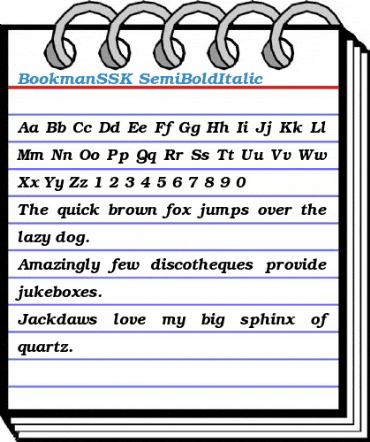 BookmanSSK SemiBoldItalic Font