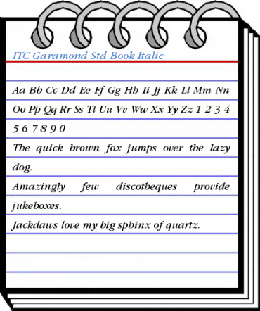 ITC Garamond Std Book Italic Font