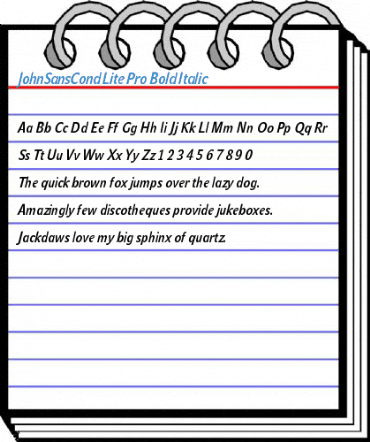 JohnSansCond Lite Pro Bold Italic Font