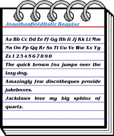 JonathanBoldItalic Regular Font