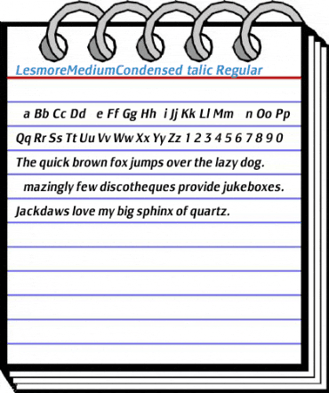 LesmoreMediumCondensedItalic Regular Font