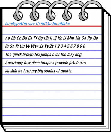 LinotypeUnivers CondMediumItalic Font