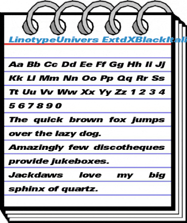 LinotypeUnivers ExtdXBlackItalic Font