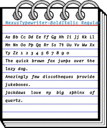 NexusTypewriter-BoldItalic Regular Font