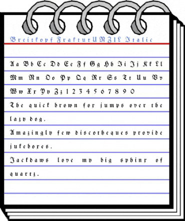 Breitkopf FrakturUNZ1L Italic Font