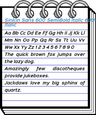 Sinkin Sans 600 SemiBold Italic 600 SemiBold Italic Font