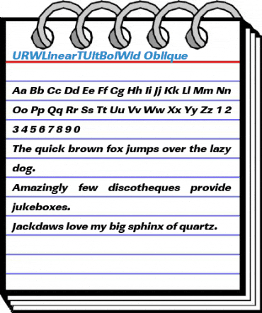 URWLinearTUltBolWid Oblique Font