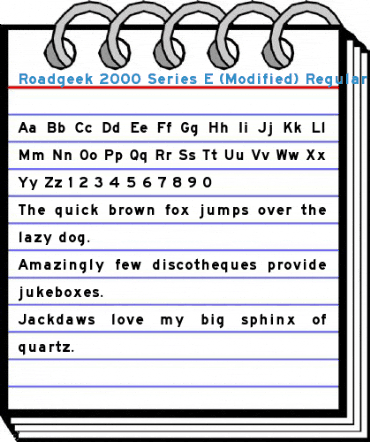 Roadgeek 2000 Series E (Modified) Regular Font