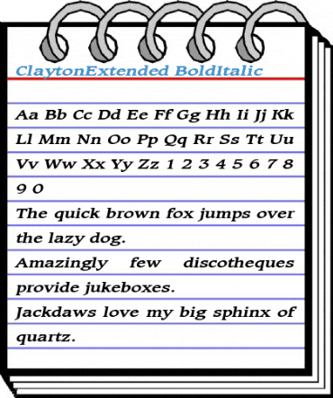 ClaytonExtended BoldItalic Font