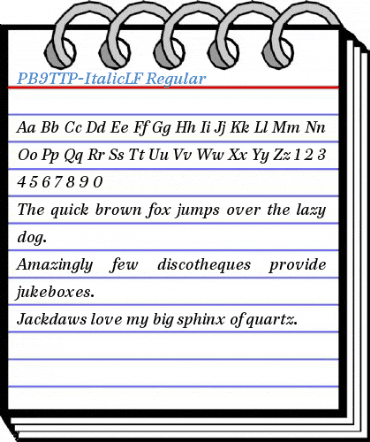 PB9TTP-ItalicLF Regular Font