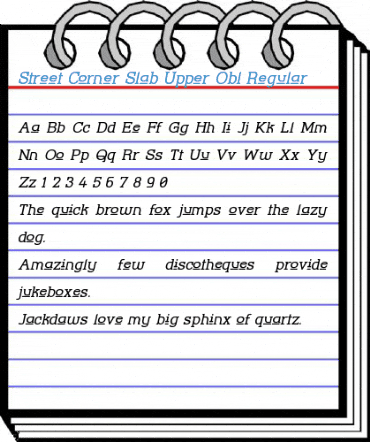 Street Corner Slab Upper Obl Regular Font