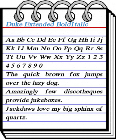 Duke Extended BoldItalic Font