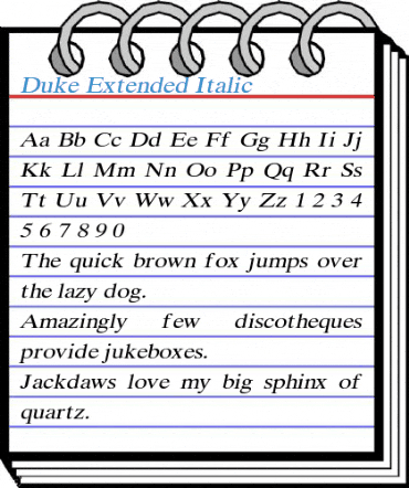 Duke Extended Italic Font