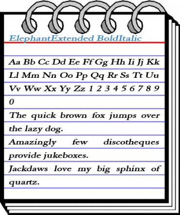 ElephantExtended BoldItalic Font