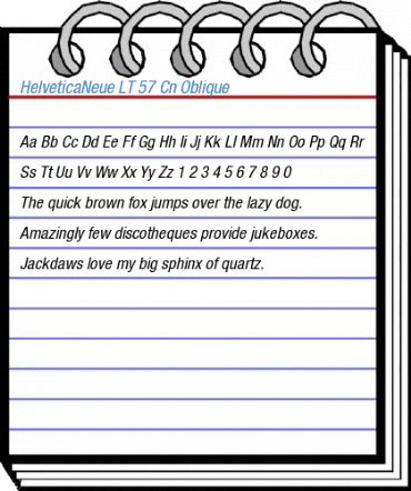 HelveticaNeue LT 57 Cn Oblique Font