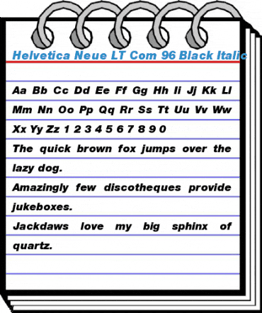 Helvetica Neue LT Com 96 Black Italic Font