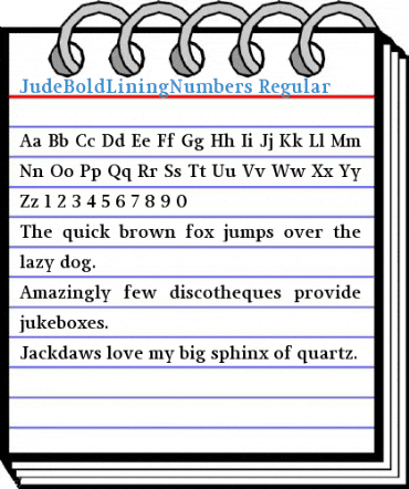 JudeBoldLiningNumbers Regular Font