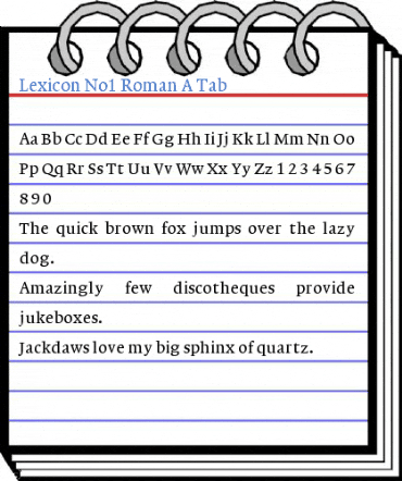 Lexicon No1 Roman A Tab Font