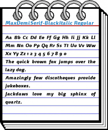 MaxDemiSerif-BlackItalic Regular Font