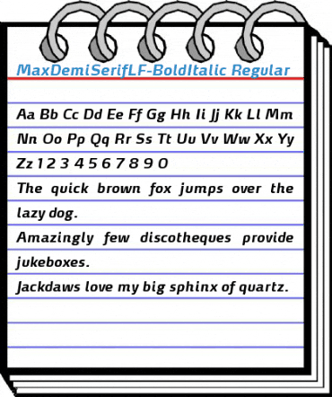 MaxDemiSerifLF-BoldItalic Regular Font