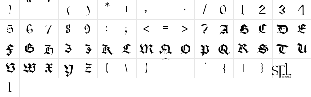 Burgundian Regular Character Map