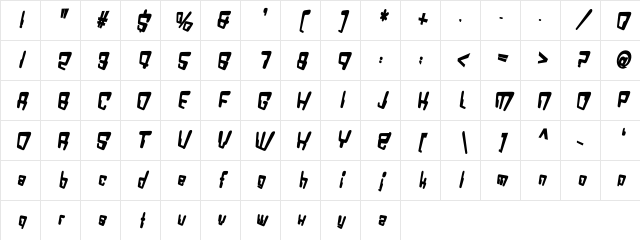 VTC Bad DataTrip Bold Italic Character Map