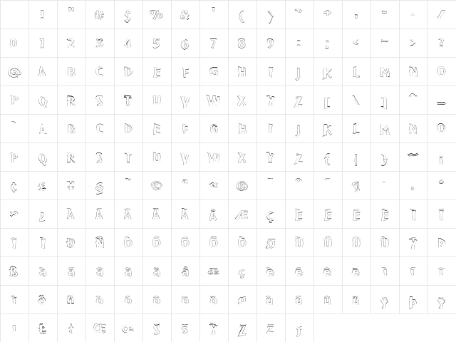 VTC BadPaint Outline Character Map VTC BadPaint Outline Character Map