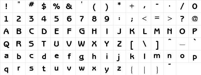 Benjamin Gothic Regular Character Map
