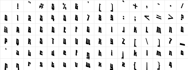 VTC Lo-Down Regular Character Map