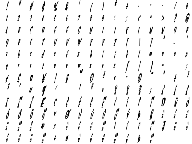 VTC Optika Bold Italic Character Map