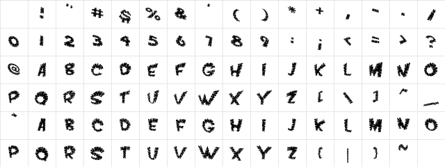VTC ScreamItLoudSliced Regular Character Map