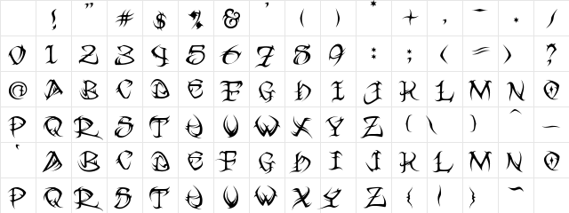 VTC Tribal Regular Character Map
