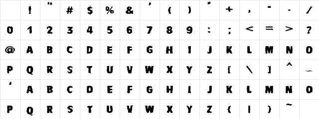 VTCBadNausea Regular Character Map