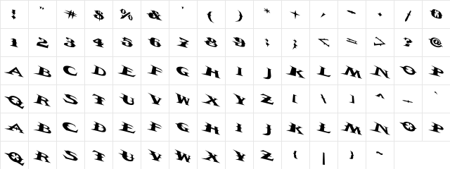 VTCBelialsBladeTricked Regular Character Map