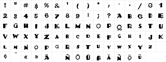 VTCojones Regular Character Map