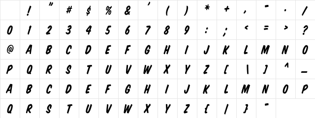 VTCSuperMarketSaleItalic Regular Character Map