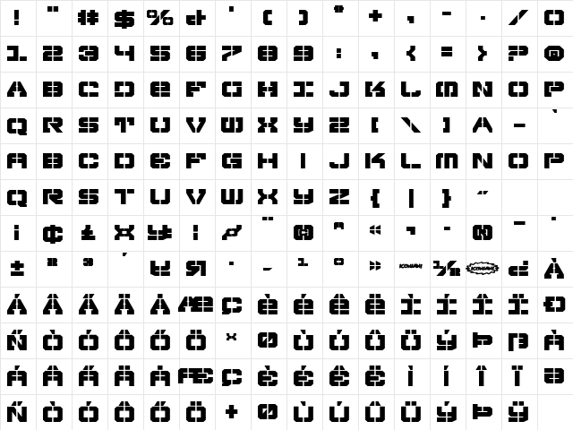 Vyper Bold Expanded Bold Expanded Character Map